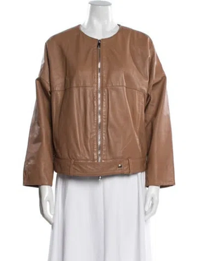 Pre-owned Peserico Leather Jacket In Brown