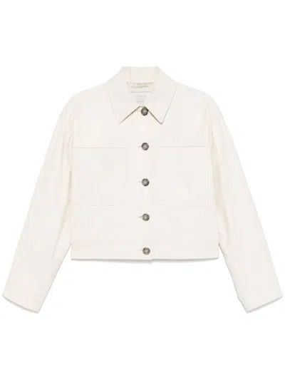 Peserico Leather Jacket In Neutrals
