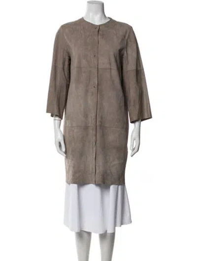 Pre-owned Peserico Leather Jacket In Neutrals