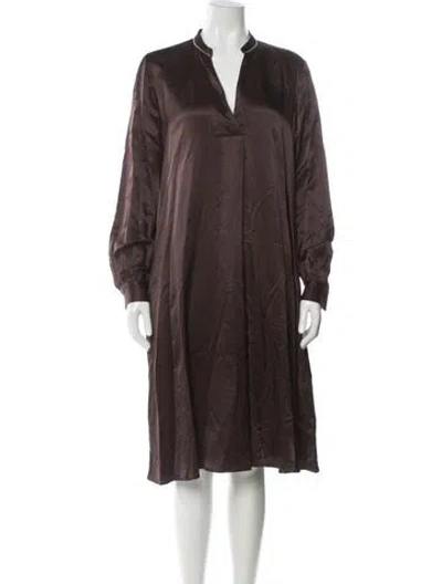 Pre-owned Peserico Leather Midi Length Dress W/ Tags In Brown