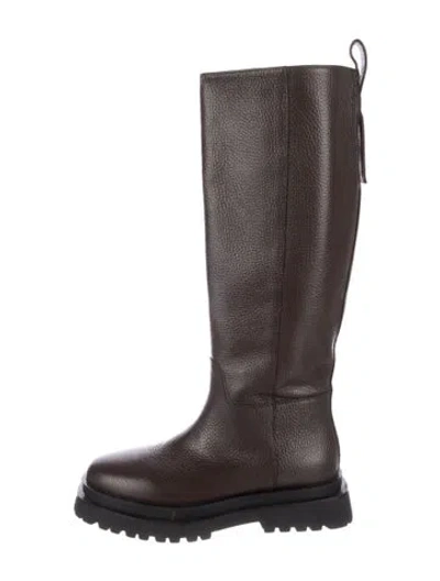 Pre-owned Peserico Leather Riding Boots W/ Tags In Brown