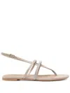 Peserico Leather Sandals In Neutrals