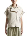 Peserico Leather Short-sleeve Biker Jacket