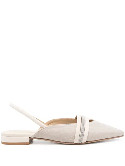 Peserico Leather Slingback Ballet Flats In Neutrals