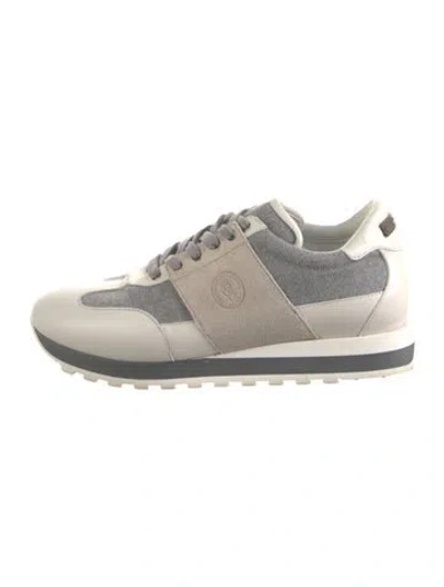 Pre-owned Peserico Leather Sneakers In Silver