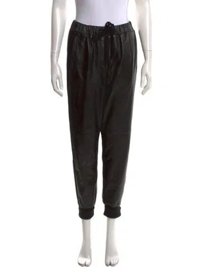 Pre-owned Peserico Leather Straight Leg Pants In Black
