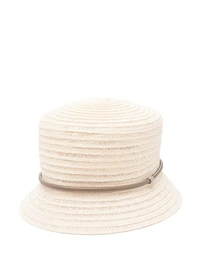 Peserico Leather-strap Hat In Neutrals