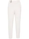 Peserico White Tailored Slim-fit Ankle Slit Straight-leg Pants