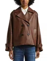 Shop Peserico Leather Trench Coat In Cappuccino