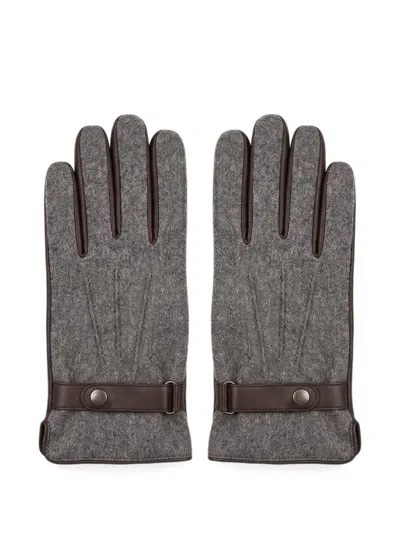Peserico Leather-trim Panelled Gloves In Brown