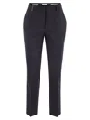 Peserico Light Cotton Satin Cigarette Trousers In Blue