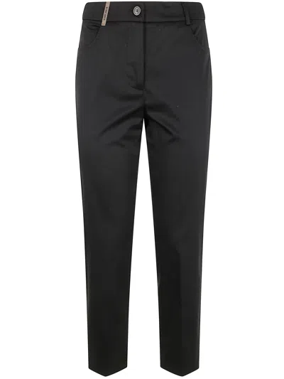 PESERICO PESERICO LIGHT COTTON SATIN STRETCH TROUSERS