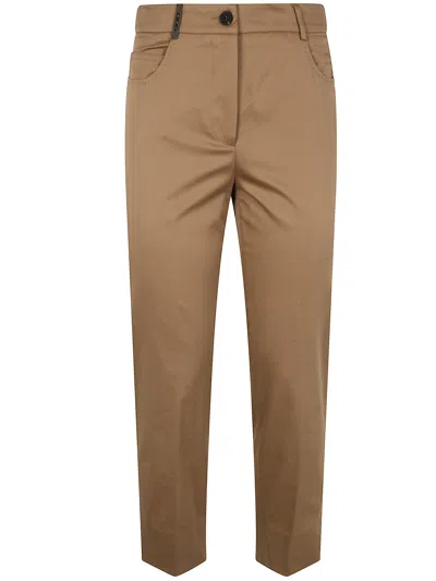 PESERICO PESERICO LIGHT COTTON SATIN STRETCH TROUSERS
