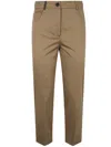 Peserico Light Cotton Satin Stretch Trousers In Brown
