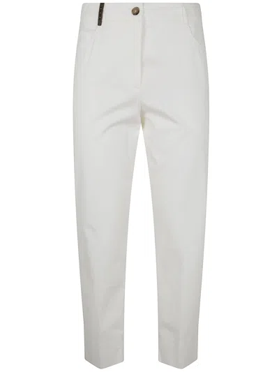 Peserico Light Cotton Satin Stretch Trousers In Gray