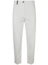 Peserico Light Cotton Satin Stretch Trousers In Pure White