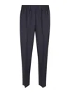 Peserico Tailored Black Trousers With Elastic Waistband In Blue