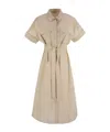 Peserico Dress Chest Pockets Short Sleeves Waist Tie