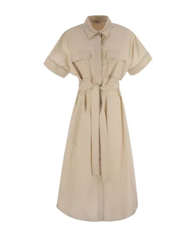 PESERICO LIGHT STRETCH COTTON SATIN CHEMISIER DRESS