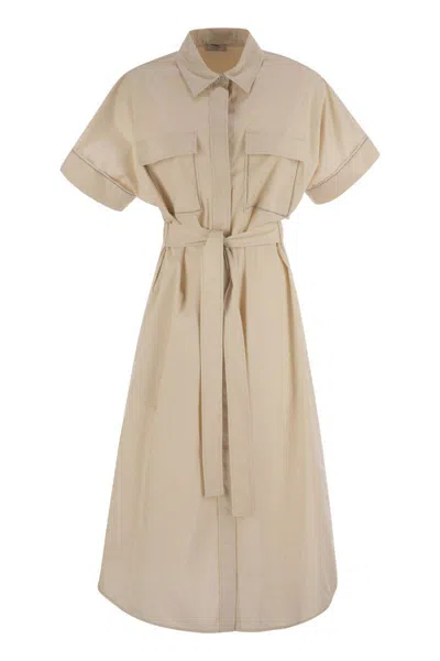 PESERICO PESERICO LIGHT STRETCH COTTON SATIN CHEMISIER DRESS