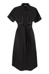 Peserico Light Stretch Cotton Satin Chemisier Dress In Black