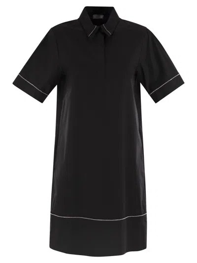 PESERICO LIGHT STRETCH COTTON SATIN MIDI DRESS