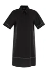 Peserico Women Light Stretch Cotton Satin Midi Dress In Black
