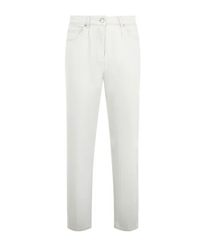 Peserico Light-wash Tapered-leg Jeans In White