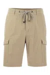 Peserico Men's Lightweight Cotton Lyocell Canvas Jogger Bermuda Shorts