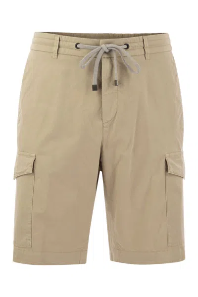 PESERICO PESERICO LIGHTWEIGHT COTTON LYOCELL CANVAS JOGGER BERMUDA SHORTS