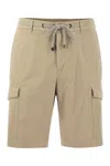 Peserico Men's Lightweight Cotton Lyocell Canvas Jogger Bermuda Shorts In Beige