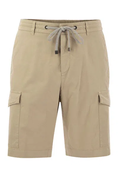 PESERICO PESERICO LIGHTWEIGHT COTTON LYOCELL CANVAS JOGGER BERMUDA SHORTS