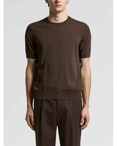 Peserico Lightweight Crepe Cotton T Shirt In Brown