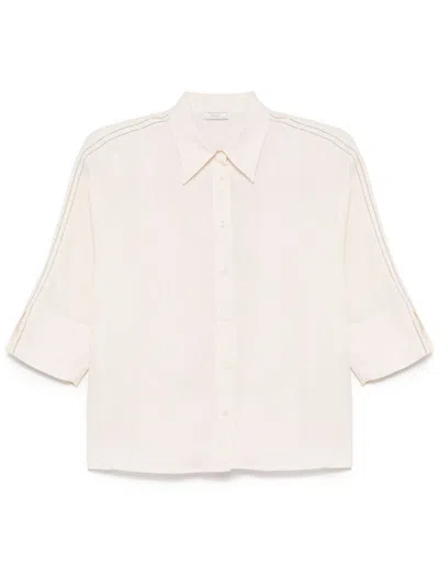 Peserico Lightweight Pure Linen Canvas Shirt In Neutral