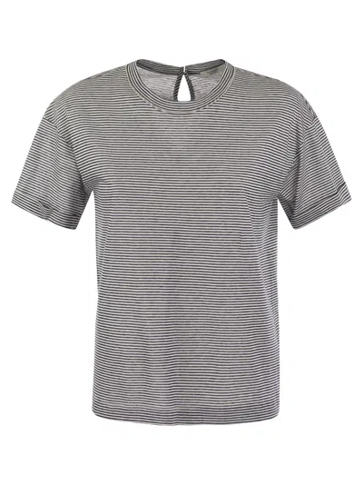 PESERICO PESERICO LIGHTWEIGHT STRIPED JERSEY T SHIRT AND PUNTO LUCE