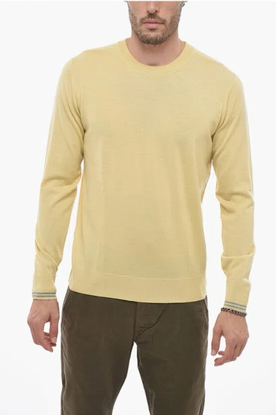 Peserico Lightweight Virgin Wool Crew-neck Sweater In Yellow