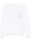 Peserico White Linen Cotton Blended Knit Sweater In White