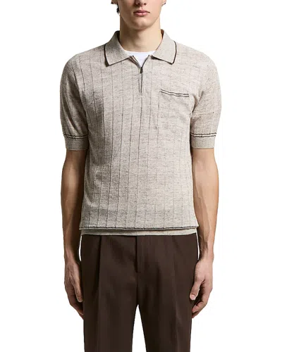 Peserico Linen & Cotton Melange Polo Shirt In Brown
