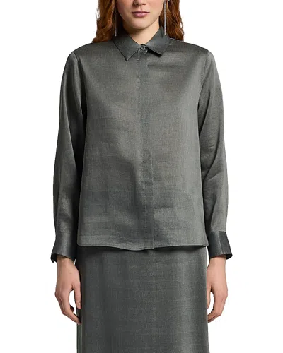 Peserico Linen & Silk Shirt In Gray