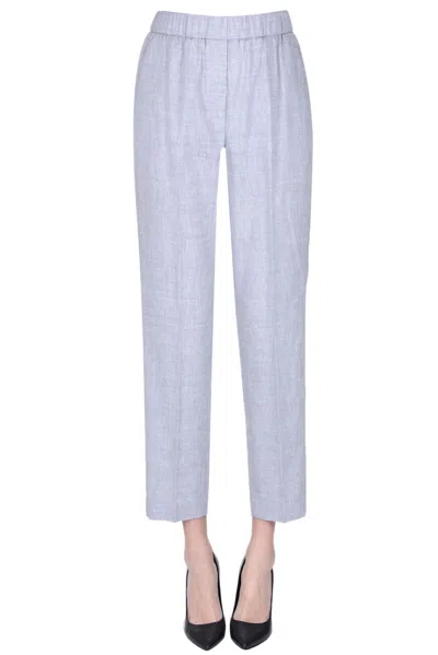 Peserico Linen And Virgin Wool Trousers In Grey