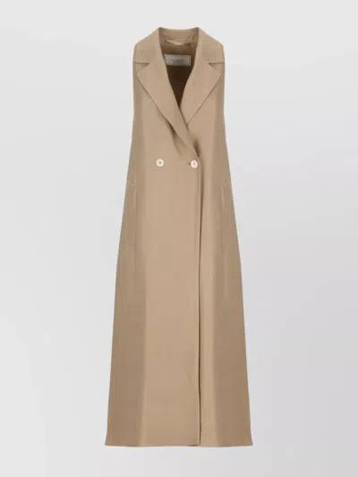 PESERICO LINEN AND VISCOSE MIDI DRESS WITH LAPEL COLLAR
