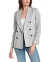 Peserico Double-breasted Wool & Linen-blend Jacket In Grey