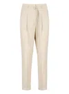 Peserico Beige Linen And Wool Pants In Neutral