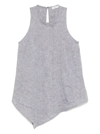 Peserico Linen Asymmetrical Top In Blue