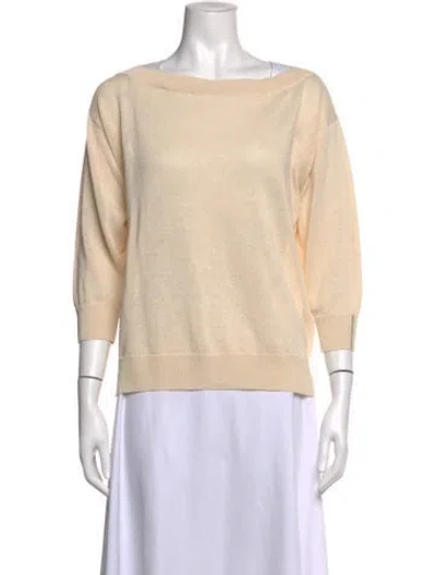 Pre-owned Peserico Linen Bateau Neckline Sweater In Neutrals