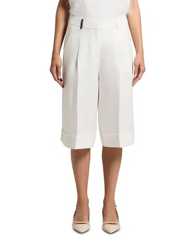 Peserico Linen Bermuda Pants In Multi