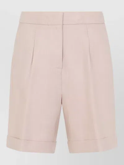 Peserico Linen Bermuda Shorts Tailored Turn Up Hem In Purple