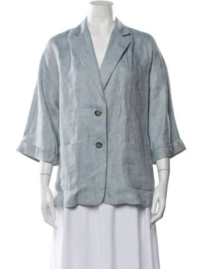 Pre-owned Peserico Linen Blazer In Blue