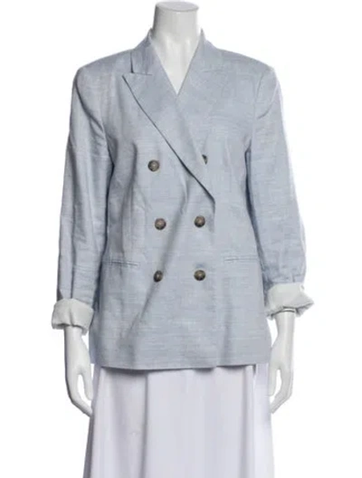 Pre-owned Peserico Linen Blazer In Blue