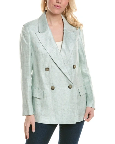 Peserico Linen-blend Jacket In Blue